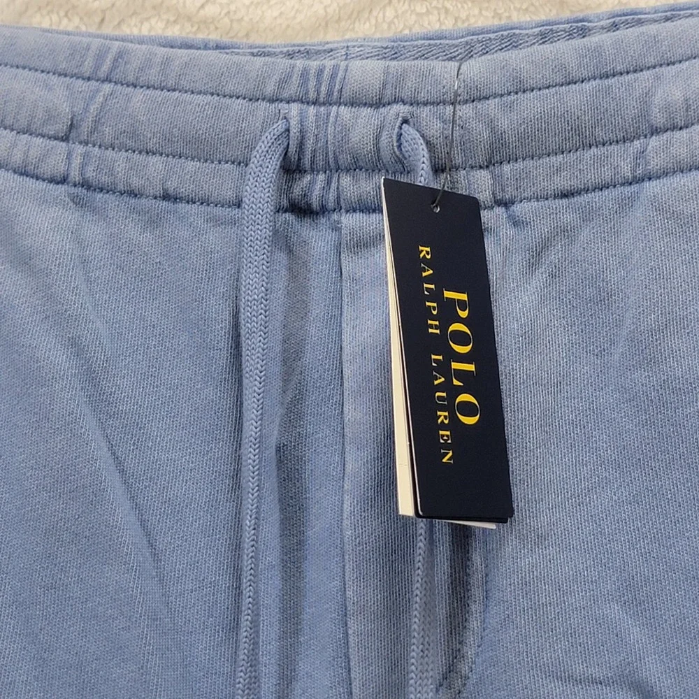 NWT Polo Ralph Lauren Mens Small Blue Fleece Sweat Shorts Blue Pony Logo Pull On